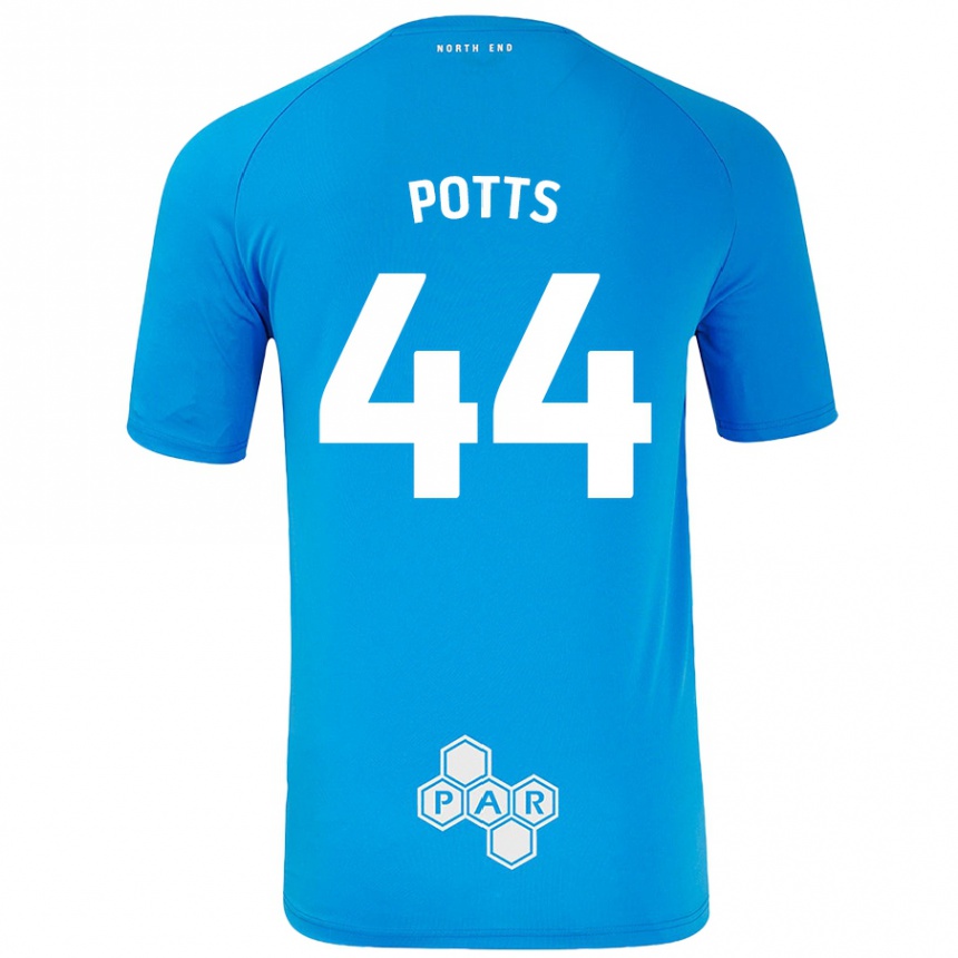 Niño Fútbol Camiseta Brad Potts #44 Azul Cielo 2ª Equipación 2024/25