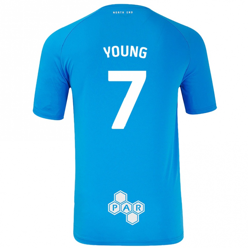 Niño Fútbol Camiseta Danielle Young #7 Azul Cielo 2ª Equipación 2024/25