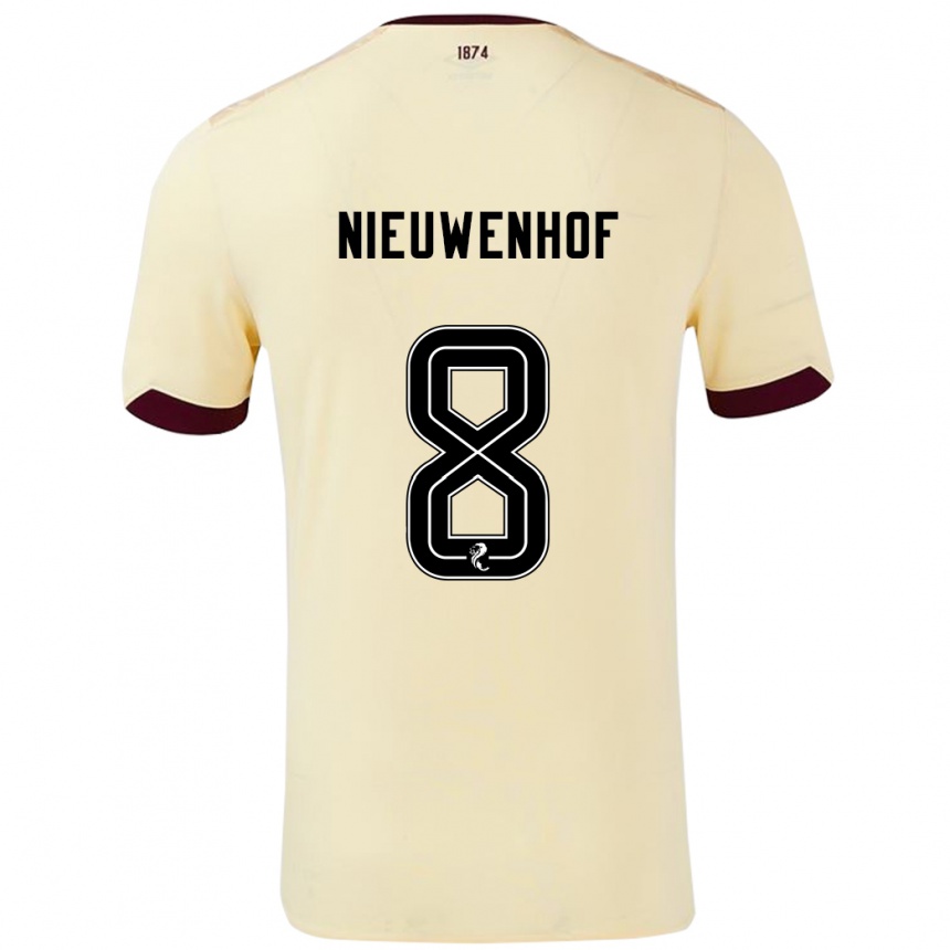 Niño Fútbol Camiseta Calem Nieuwenhof #8 Crema Burdeos 2ª Equipación 2024/25