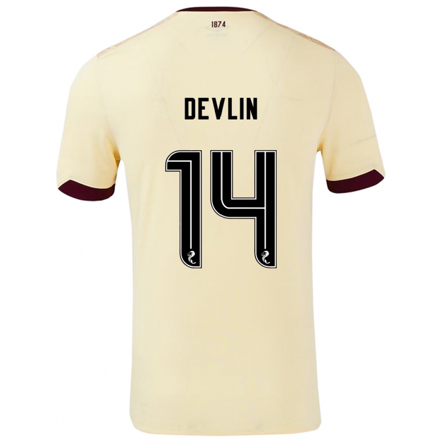 Niño Fútbol Camiseta Cammy Devlin #14 Crema Burdeos 2ª Equipación 2024/25