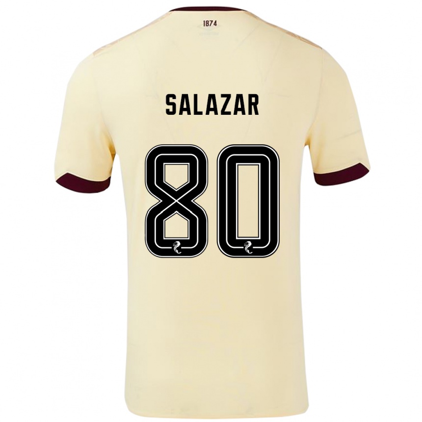 Niño Fútbol Camiseta Andrés Salazar #80 Crema Burdeos 2ª Equipación 2024/25