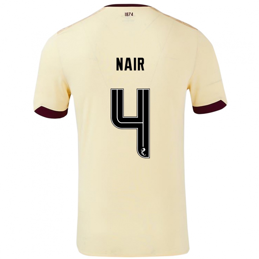 Niño Fútbol Camiseta Kenzi Nair #4 Crema Burdeos 2ª Equipación 2024/25