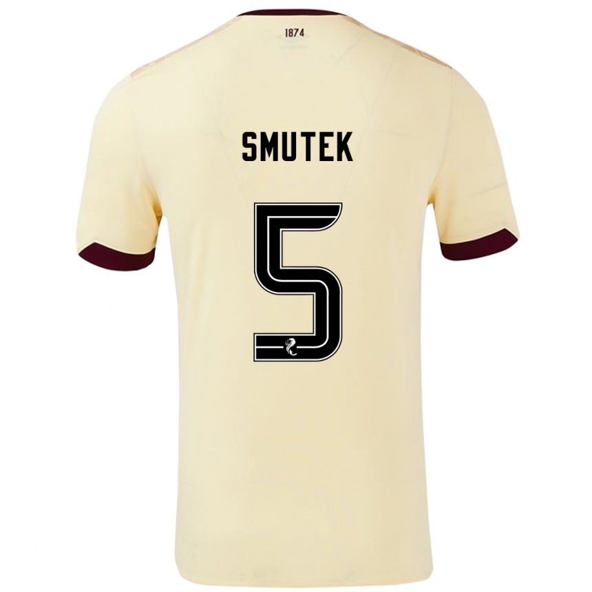 Niño Fútbol Camiseta Kai Smutek #5 Crema Burdeos 2ª Equipación 2024/25