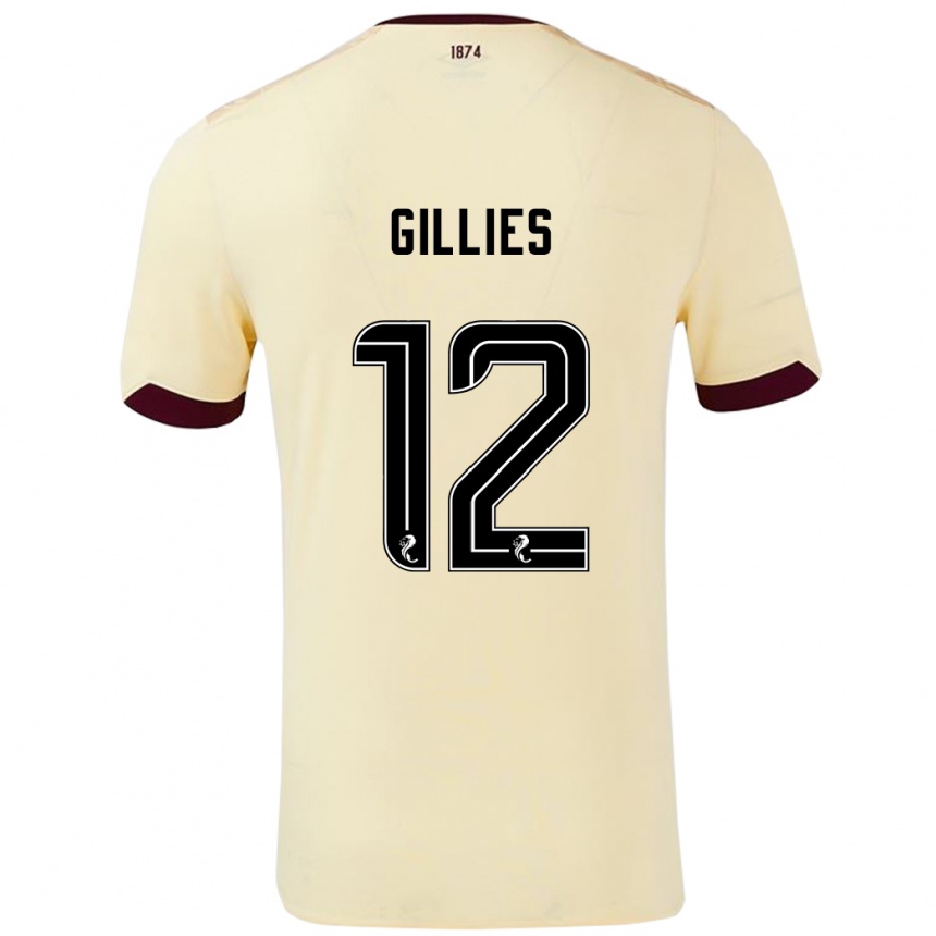 Niño Fútbol Camiseta Matthew Gillies #12 Crema Burdeos 2ª Equipación 2024/25