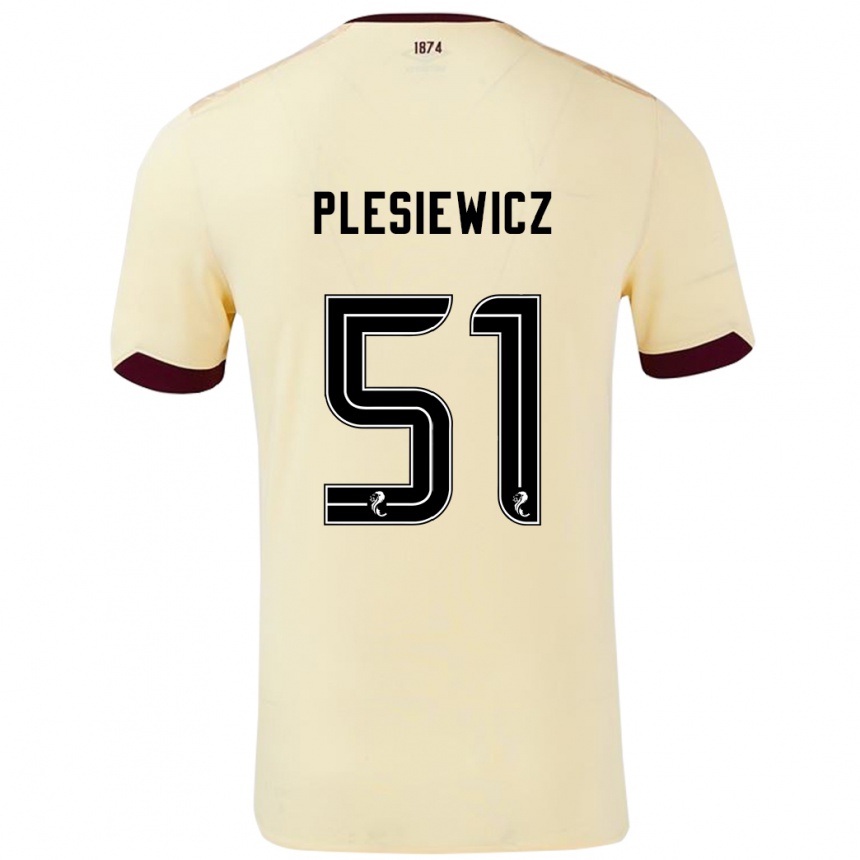 Niño Fútbol Camiseta Szymon Plesiewicz #51 Crema Burdeos 2ª Equipación 2024/25