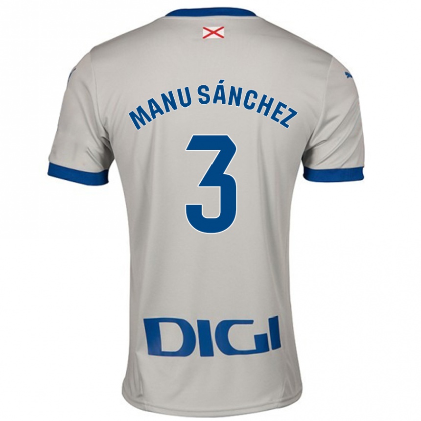 Niño Fútbol Camiseta Manu Sanchez #3 Gris Claro 2ª Equipación 2024/25