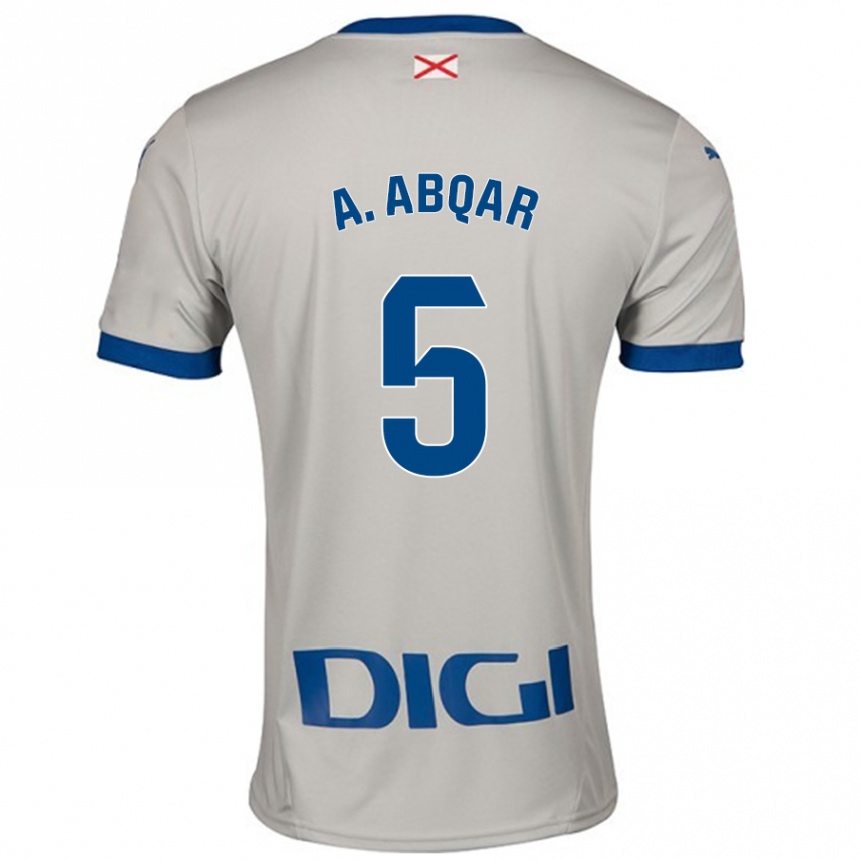 Niño Fútbol Camiseta Abdel Abqar #5 Gris Claro 2ª Equipación 2024/25