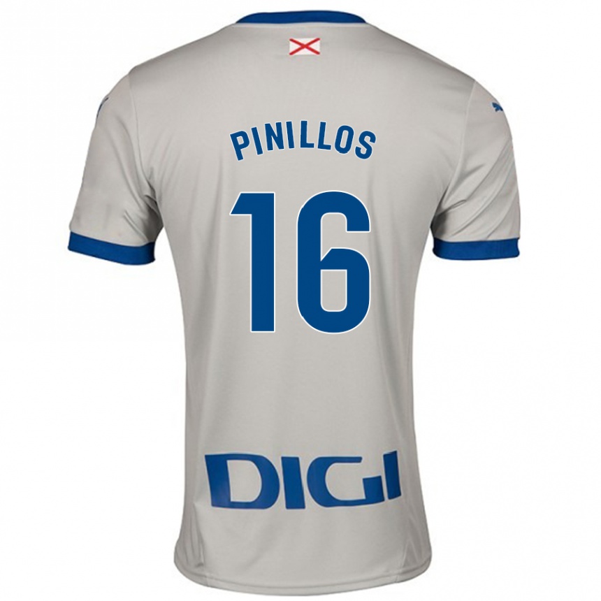 Niño Fútbol Camiseta Lander Pinillos #16 Gris Claro 2ª Equipación 2024/25