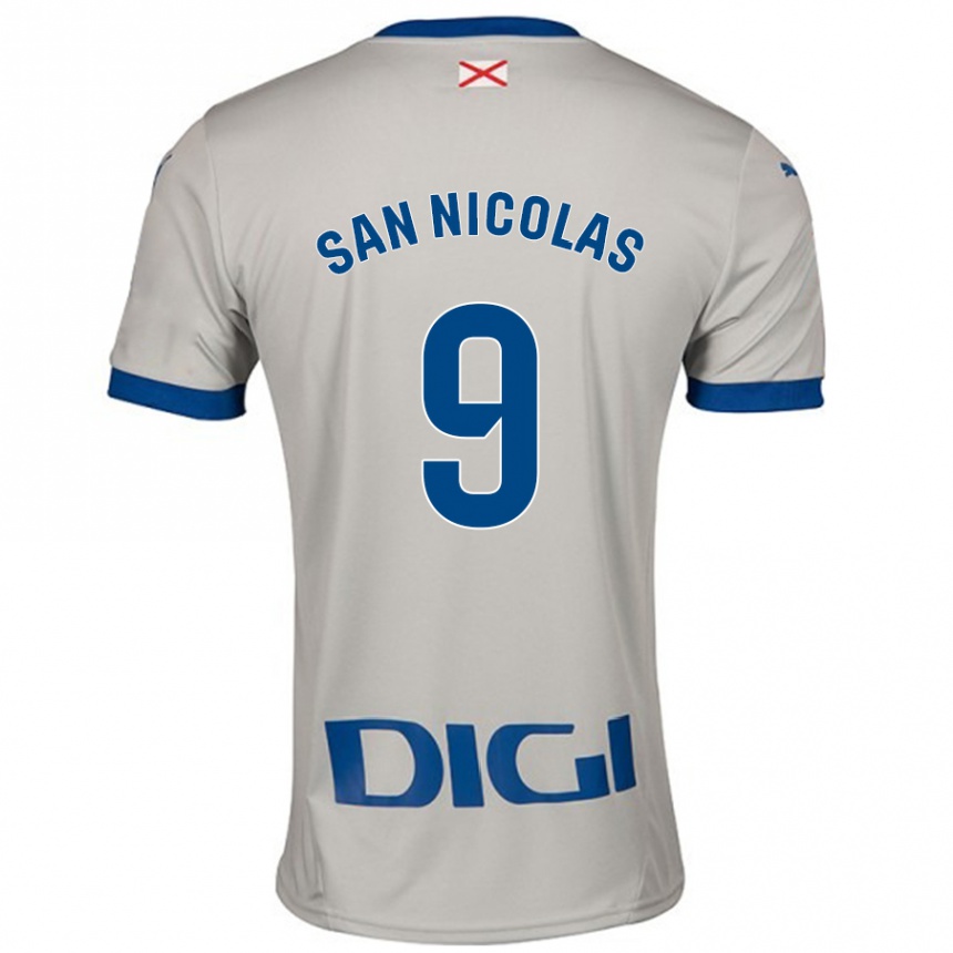 Niño Fútbol Camiseta Olga San Nicolás #9 Gris Claro 2ª Equipación 2024/25