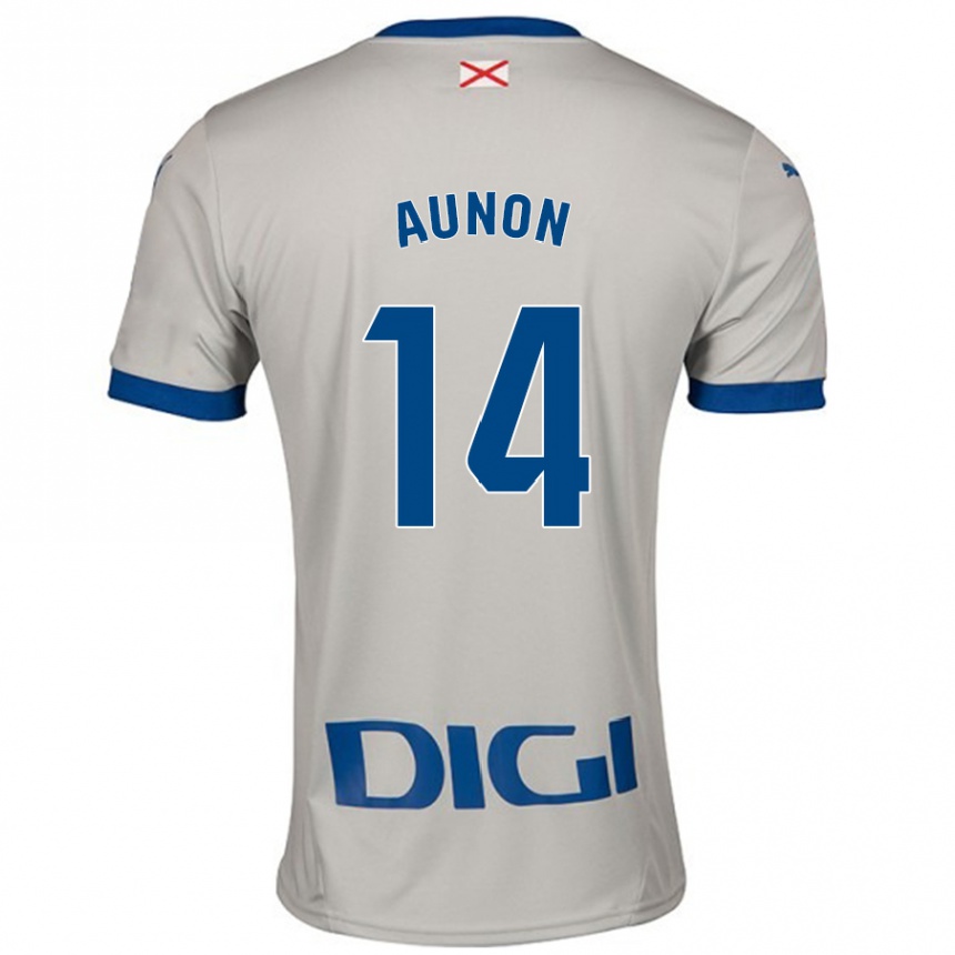 Niño Fútbol Camiseta Cristina Auñón #14 Gris Claro 2ª Equipación 2024/25