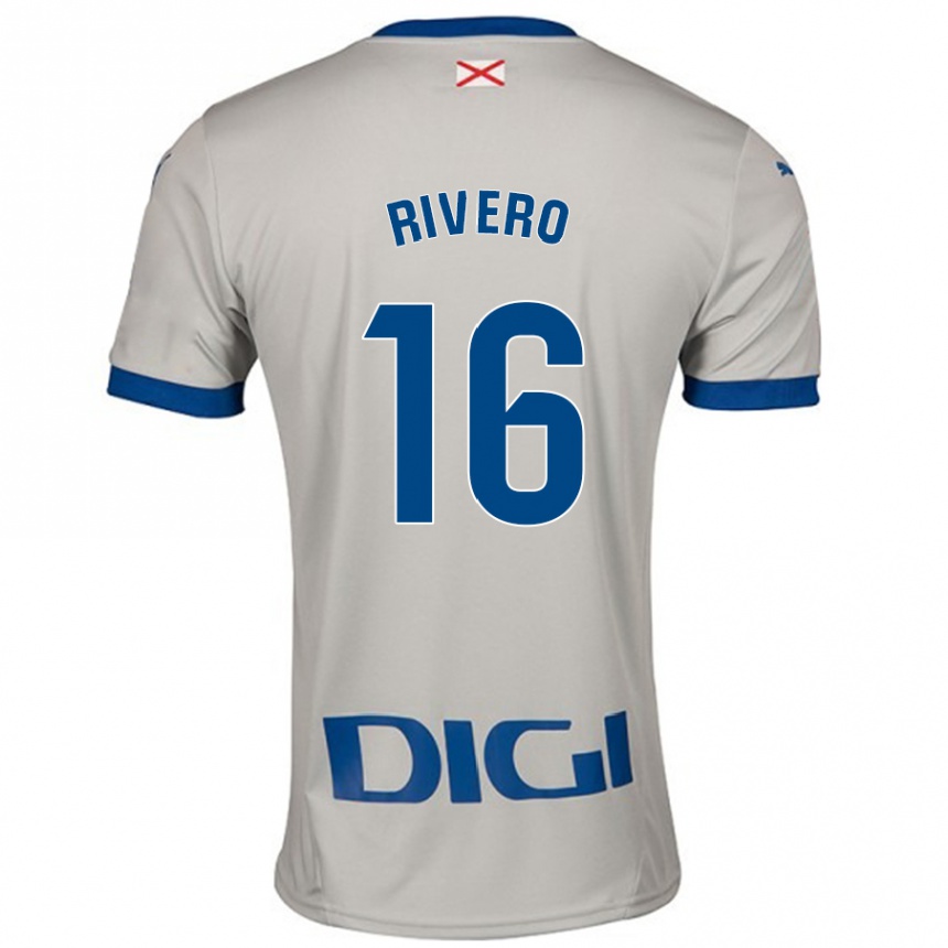 Niño Fútbol Camiseta Almudena Rivero #16 Gris Claro 2ª Equipación 2024/25