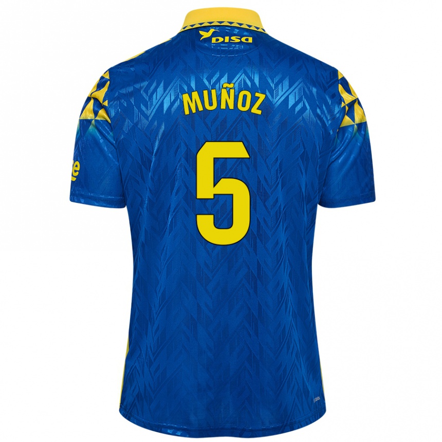 Niño Fútbol Camiseta Javi Muñoz #5 Azul Amarillo 2ª Equipación 2024/25