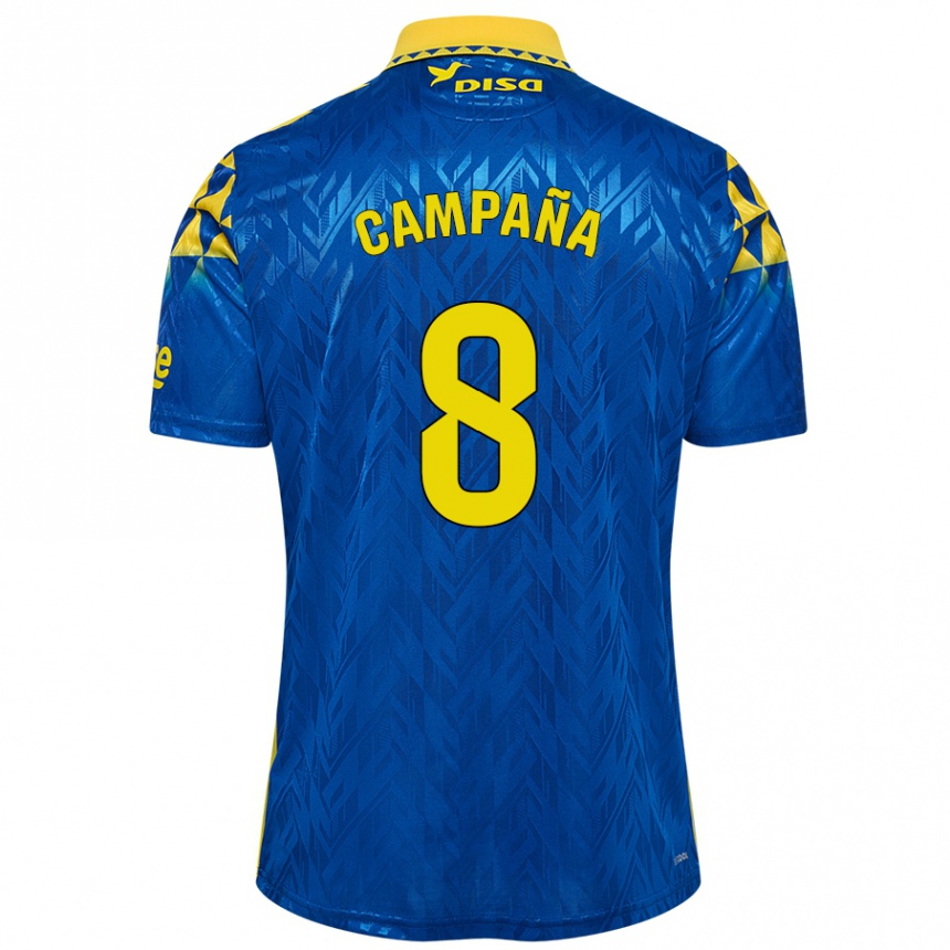 Niño Fútbol Camiseta José Campaña #8 Azul Amarillo 2ª Equipación 2024/25