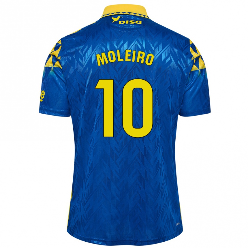 Niño Fútbol Camiseta Alberto Moleiro #10 Azul Amarillo 2ª Equipación 2024/25