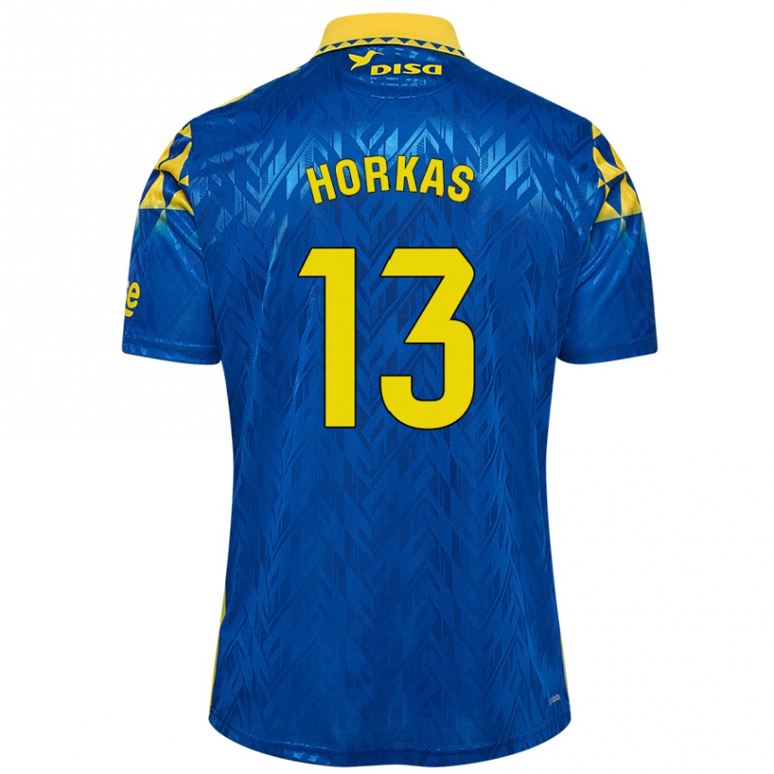 Niño Fútbol Camiseta Dinko Horkas #13 Azul Amarillo 2ª Equipación 2024/25