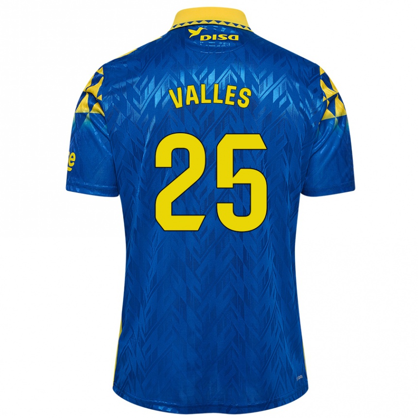 Niño Fútbol Camiseta Álvaro Valles #25 Azul Amarillo 2ª Equipación 2024/25