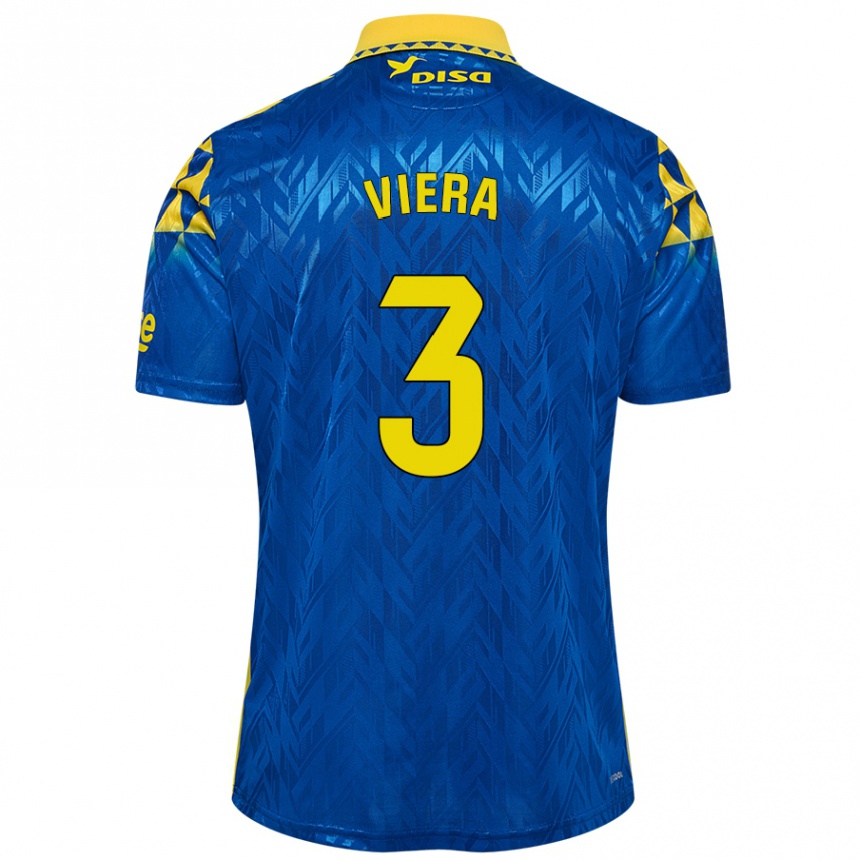 Niño Fútbol Camiseta Óliver Viera #3 Azul Amarillo 2ª Equipación 2024/25