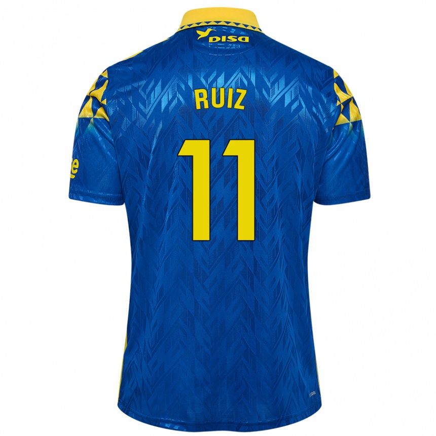 Niño Fútbol Camiseta Sergio Ruiz #11 Azul Amarillo 2ª Equipación 2024/25