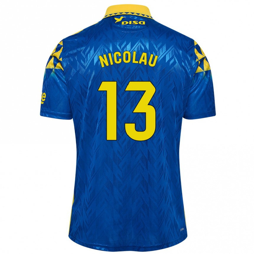 Niño Fútbol Camiseta Nacho Nicolau #13 Azul Amarillo 2ª Equipación 2024/25