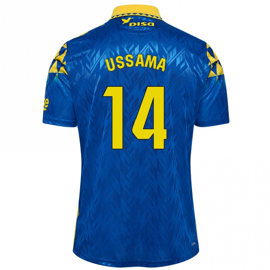 Niño Fútbol Camiseta Ussama #14 Azul Amarillo 2ª Equipación 2024/25