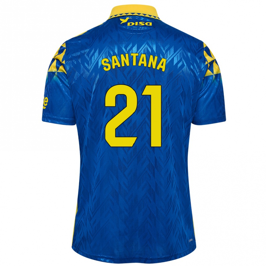 Niño Fútbol Camiseta Yadam Santana #21 Azul Amarillo 2ª Equipación 2024/25