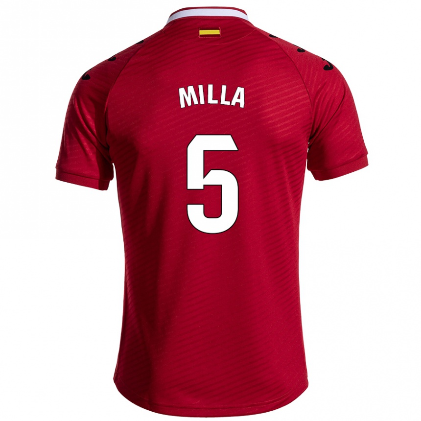 Niño Fútbol Camiseta Luis Milla #5 Rojo Oscuro 2ª Equipación 2024/25