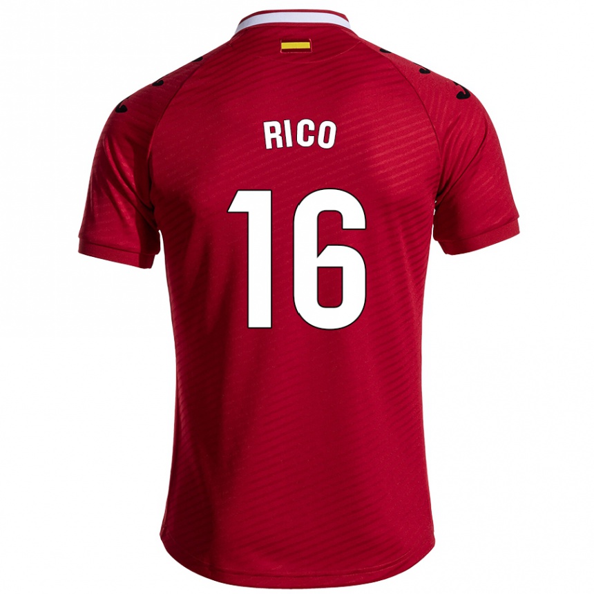 Niño Fútbol Camiseta Diego Rico #16 Rojo Oscuro 2ª Equipación 2024/25