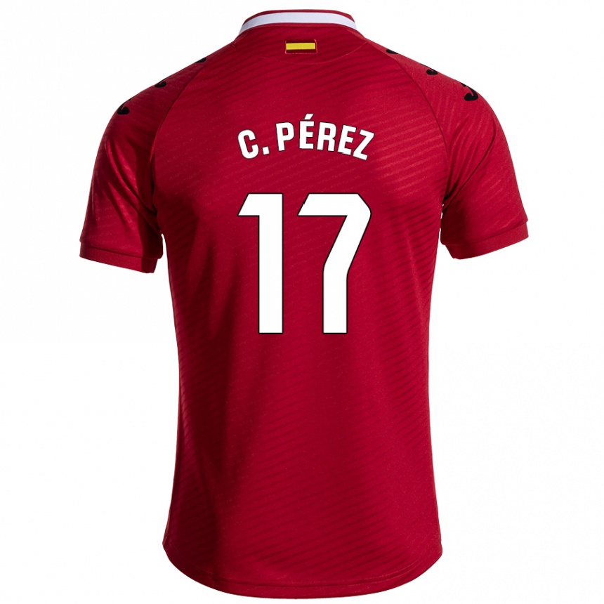 Niño Fútbol Camiseta Carles Pérez #17 Rojo Oscuro 2ª Equipación 2024/25