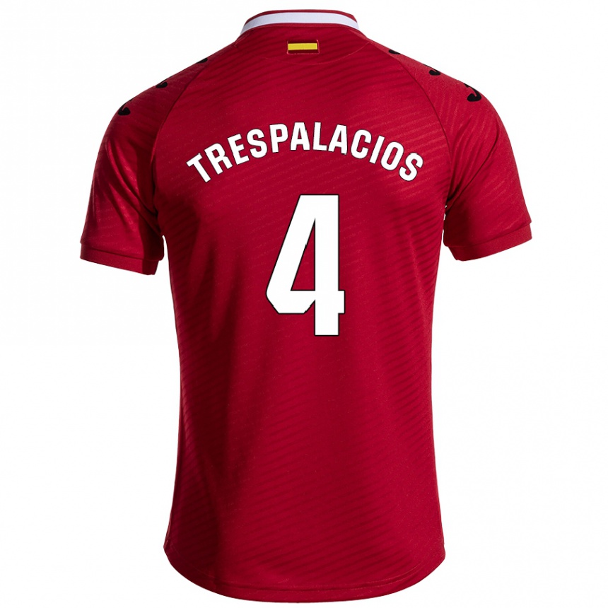 Niño Fútbol Camiseta Adrián Trespalacios #4 Rojo Oscuro 2ª Equipación 2024/25