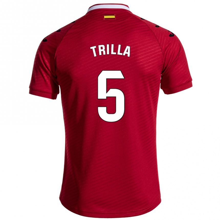 Niño Fútbol Camiseta Guillem Trilla #5 Rojo Oscuro 2ª Equipación 2024/25