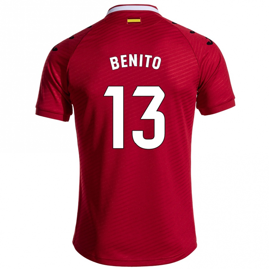 Niño Fútbol Camiseta Jorge Benito #13 Rojo Oscuro 2ª Equipación 2024/25