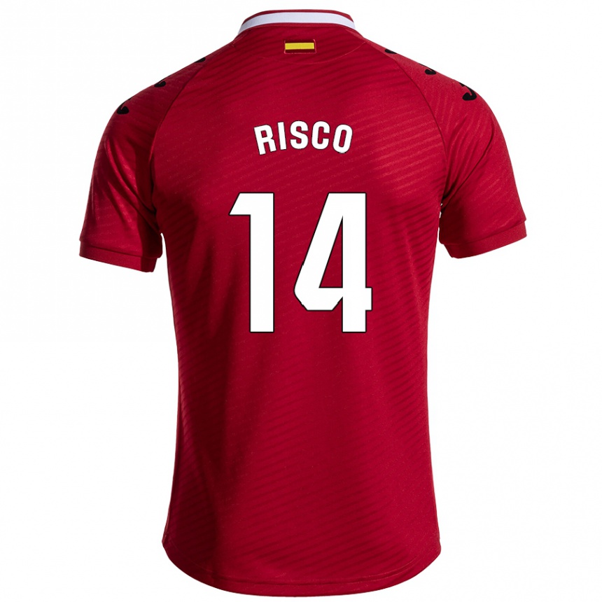 Niño Fútbol Camiseta Alberto Risco #14 Rojo Oscuro 2ª Equipación 2024/25