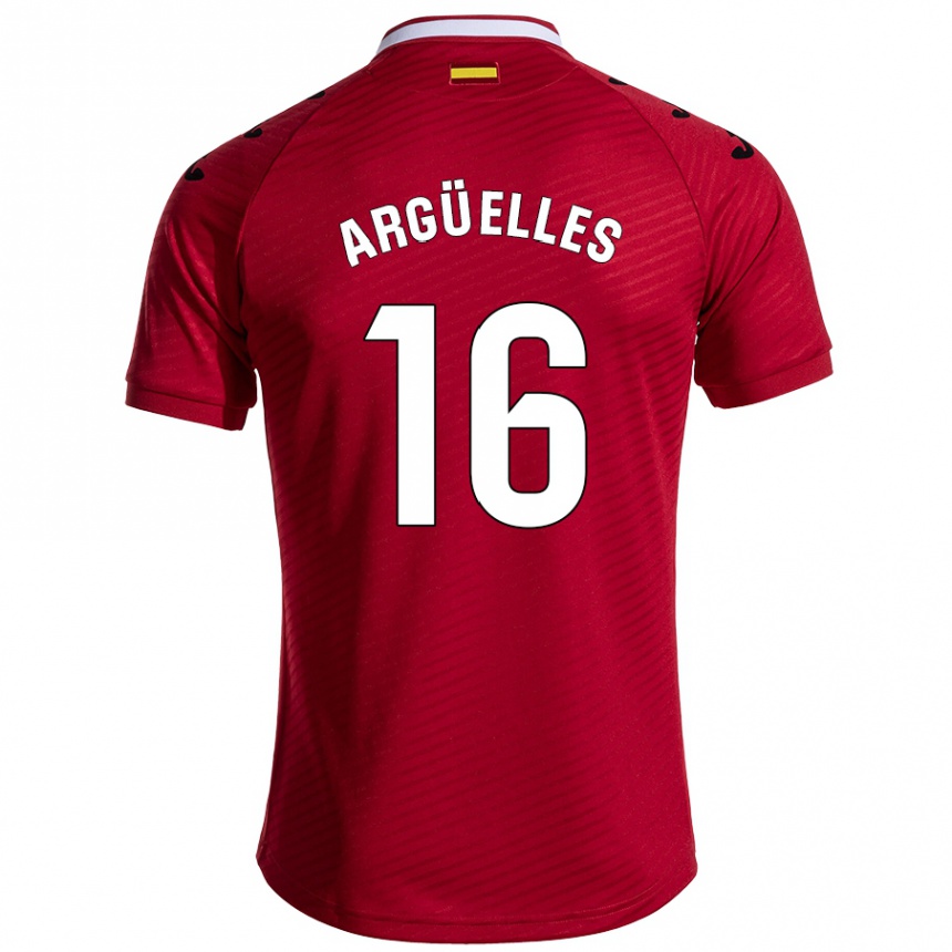 Niño Fútbol Camiseta David Argüelles #16 Rojo Oscuro 2ª Equipación 2024/25