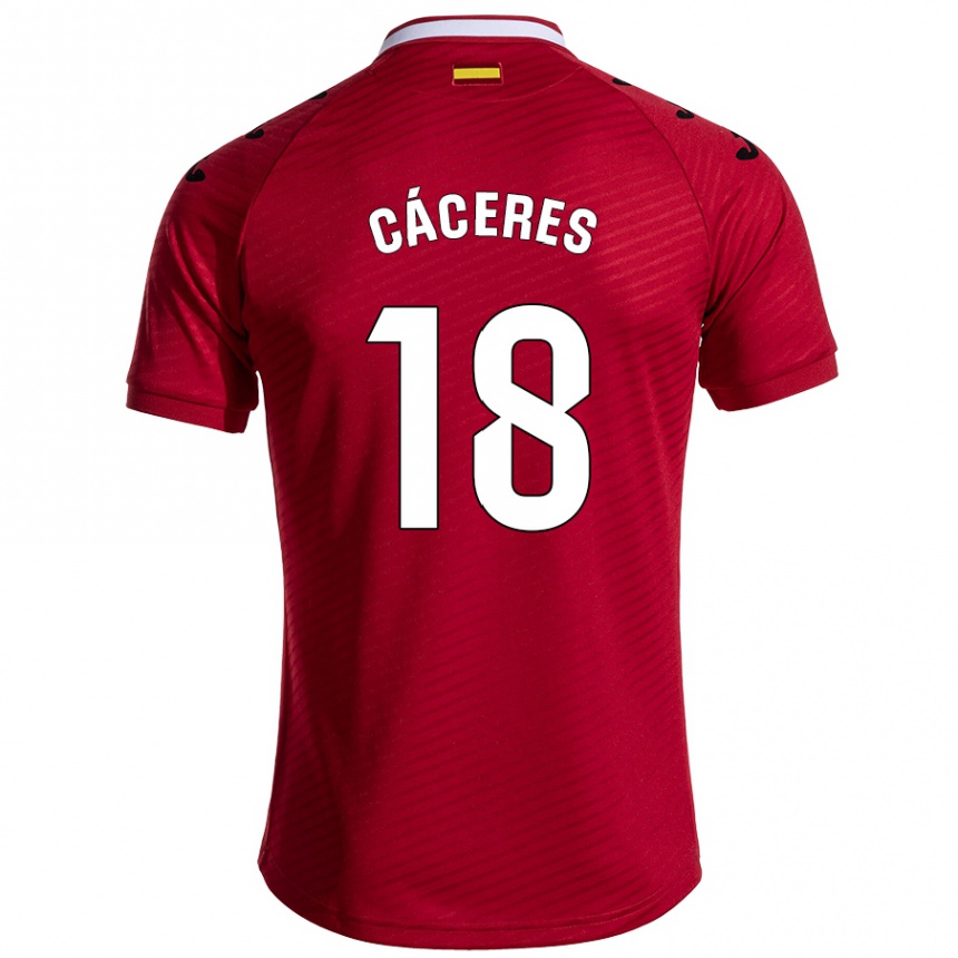 Niño Fútbol Camiseta Damián Cáceres #18 Rojo Oscuro 2ª Equipación 2024/25