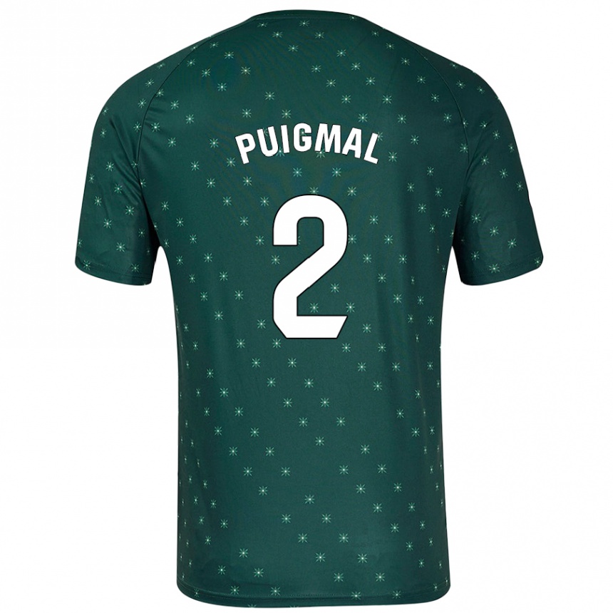 Niño Fútbol Camiseta Arnau Puigmal #2 Verde Oscuro 2ª Equipación 2024/25