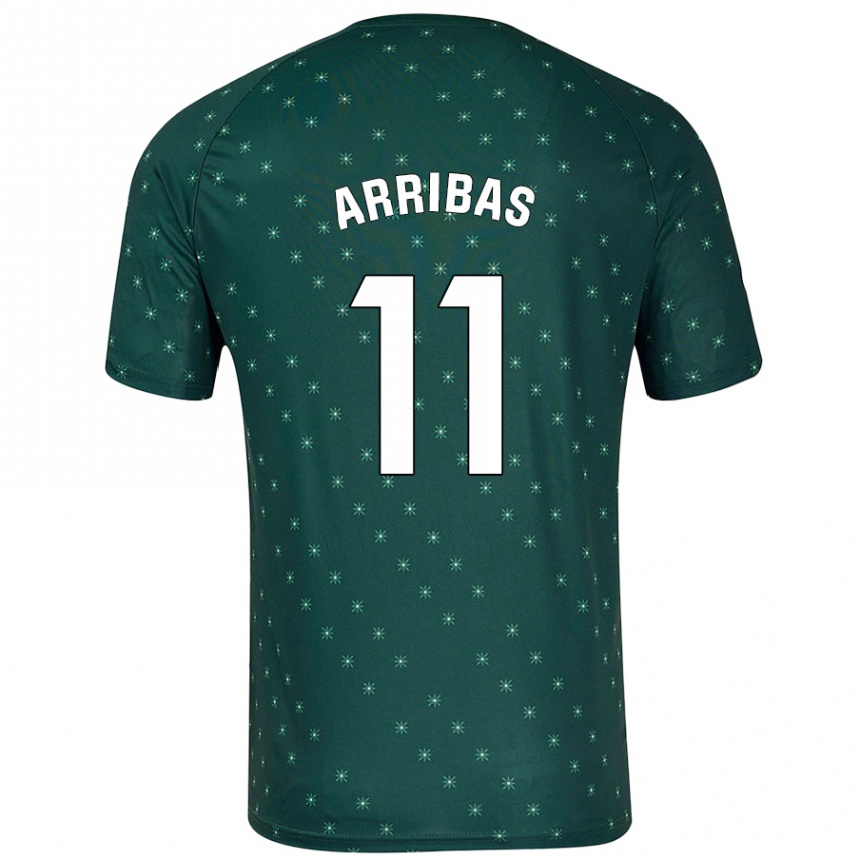 Niño Fútbol Camiseta Sergio Arribas #11 Verde Oscuro 2ª Equipación 2024/25