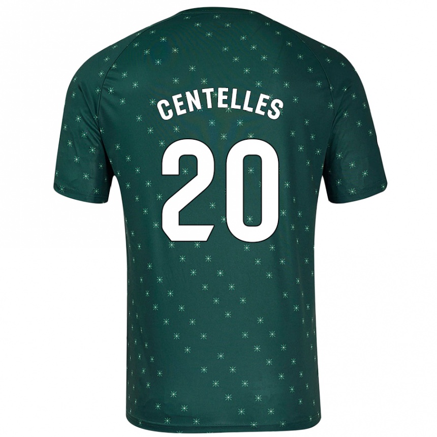 Niño Fútbol Camiseta Álex Centelles #20 Verde Oscuro 2ª Equipación 2024/25