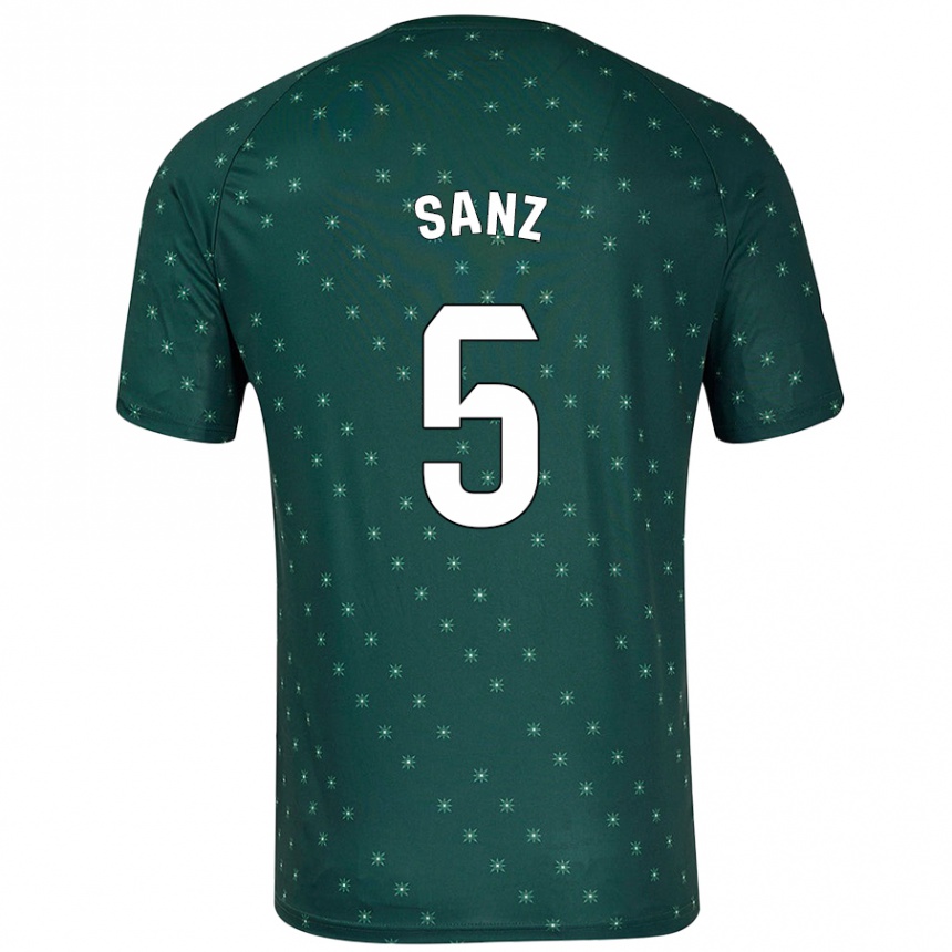 Niño Fútbol Camiseta Paco Sanz #5 Verde Oscuro 2ª Equipación 2024/25