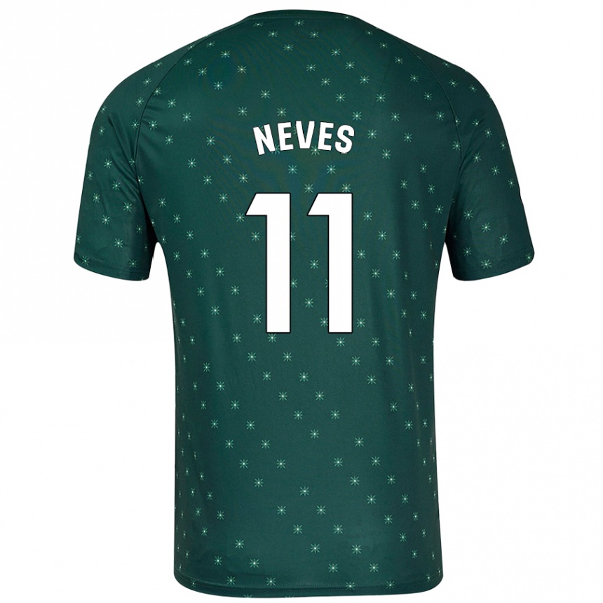 Niño Fútbol Camiseta Hugo Neves #11 Verde Oscuro 2ª Equipación 2024/25