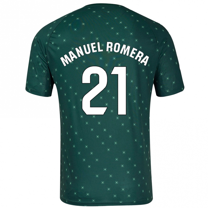 Niño Fútbol Camiseta José Manuel Romera #21 Verde Oscuro 2ª Equipación 2024/25