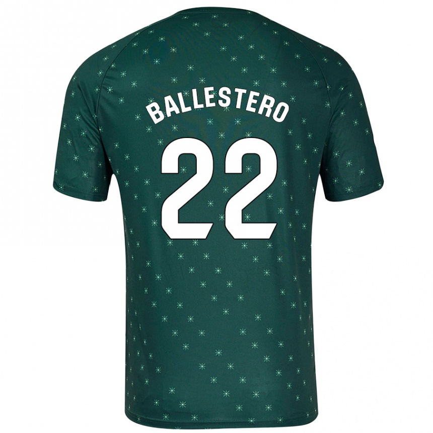 Niño Fútbol Camiseta Carlos Ballestero #22 Verde Oscuro 2ª Equipación 2024/25