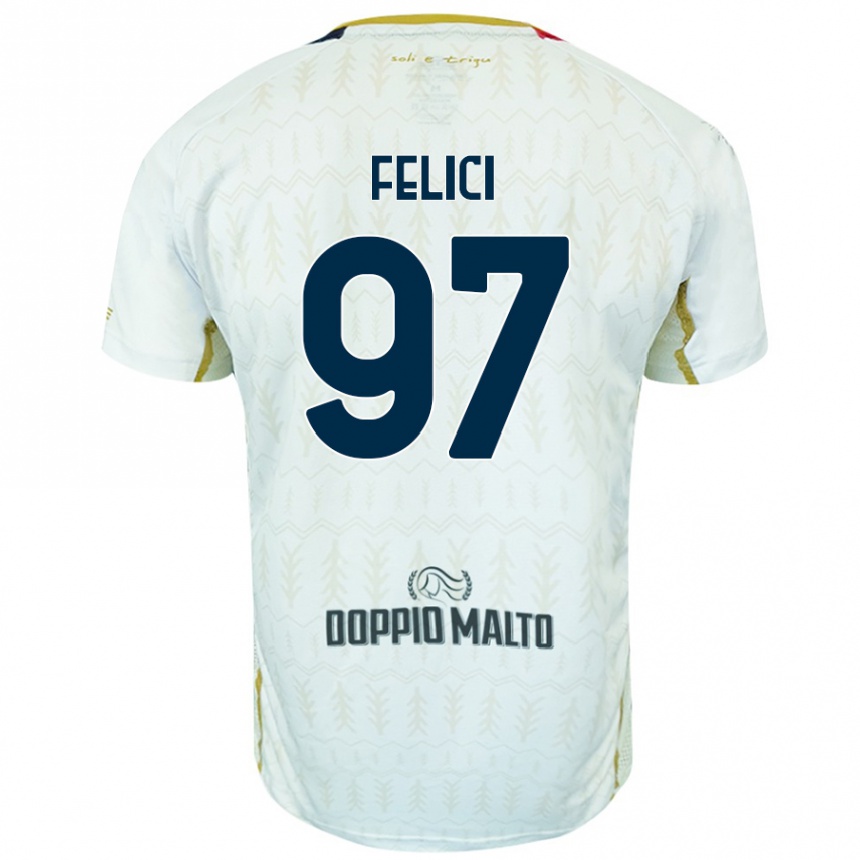 Niño Fútbol Camiseta Mattia Felici #97 Blanco 2ª Equipación 2024/25