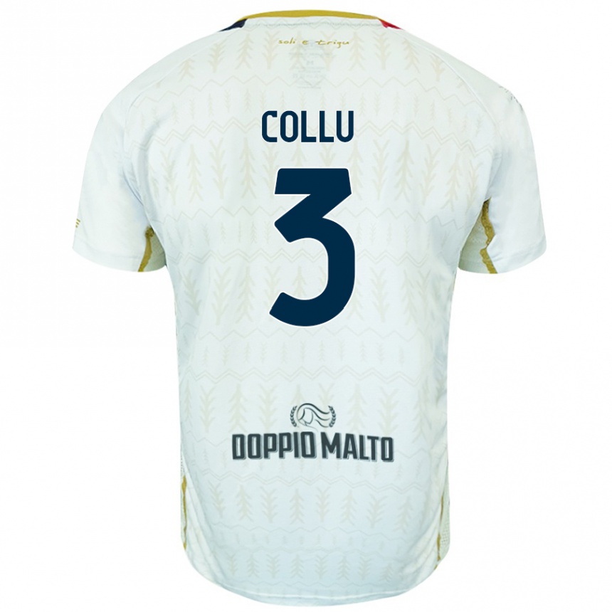 Niño Fútbol Camiseta Davide Collu #3 Blanco 2ª Equipación 2024/25