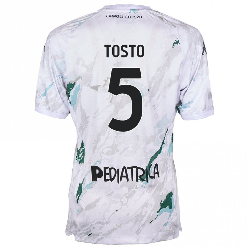 Niño Fútbol Camiseta Lorenzo Tosto #5 Gris 2ª Equipación 2024/25