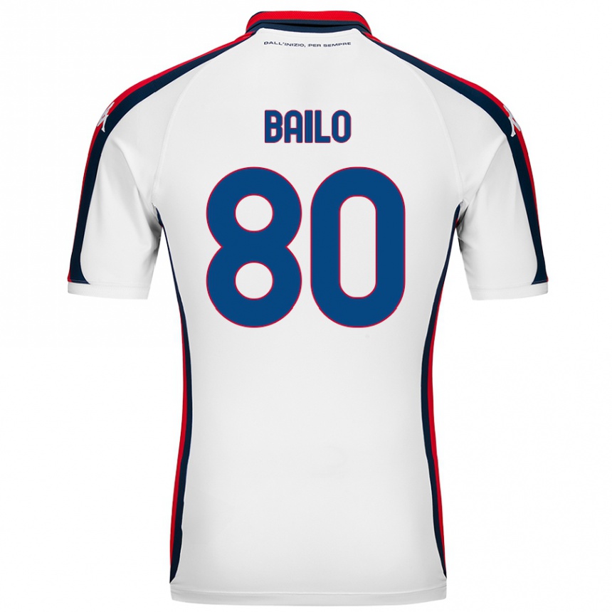 Niño Fútbol Camiseta Giorgio Bailo #80 Blanco 2ª Equipación 2024/25