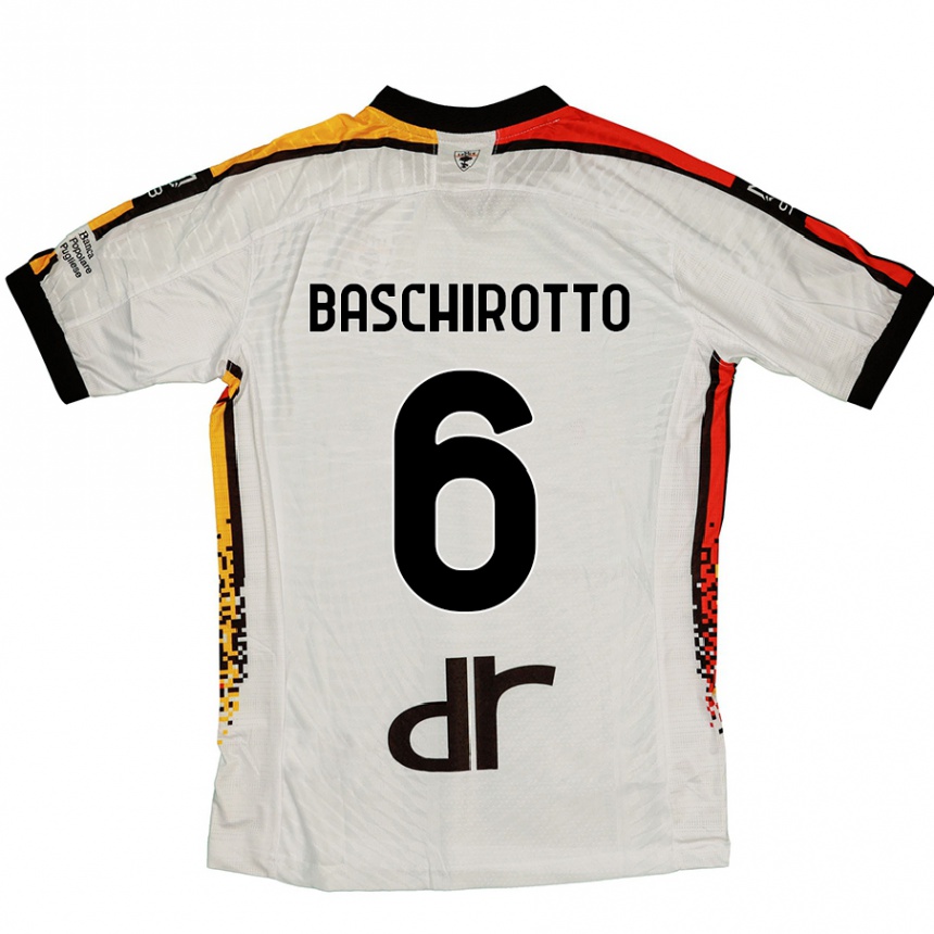 Niño Fútbol Camiseta Federico Baschirotto #6 Blanco Negro 2ª Equipación 2024/25