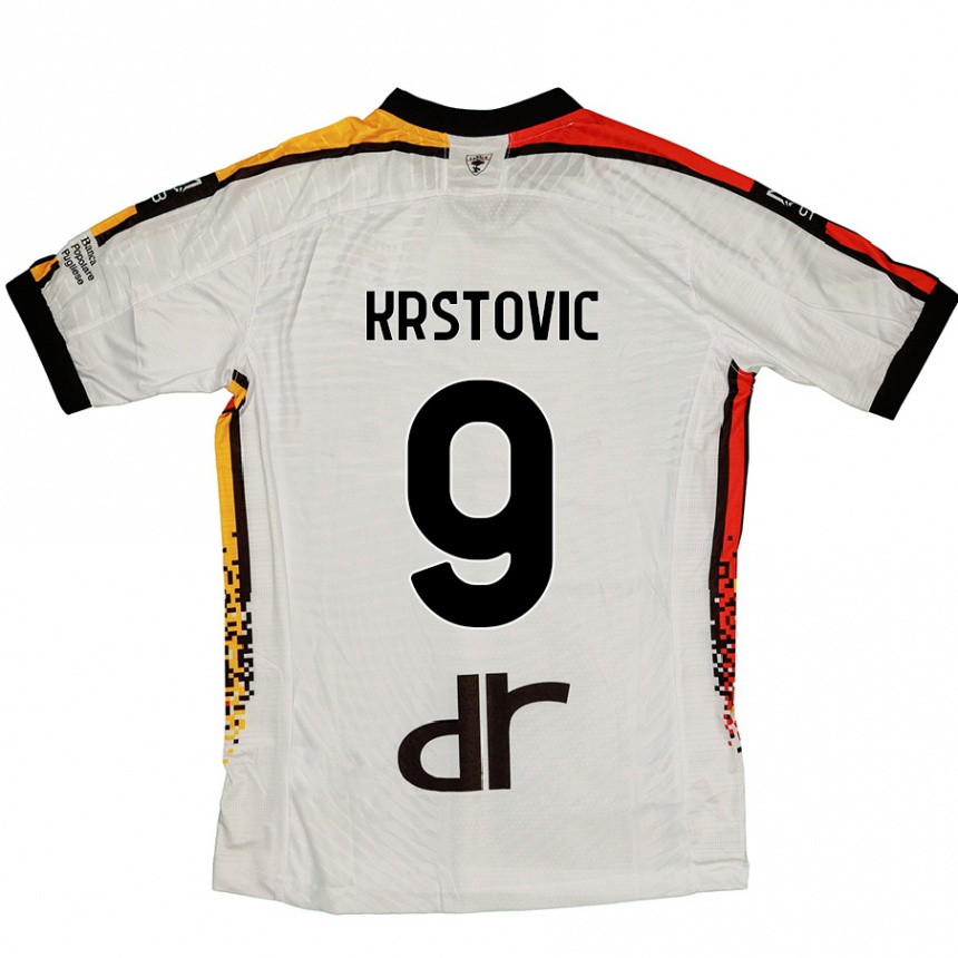 Niño Fútbol Camiseta Nikola Krstovic #9 Blanco Negro 2ª Equipación 2024/25