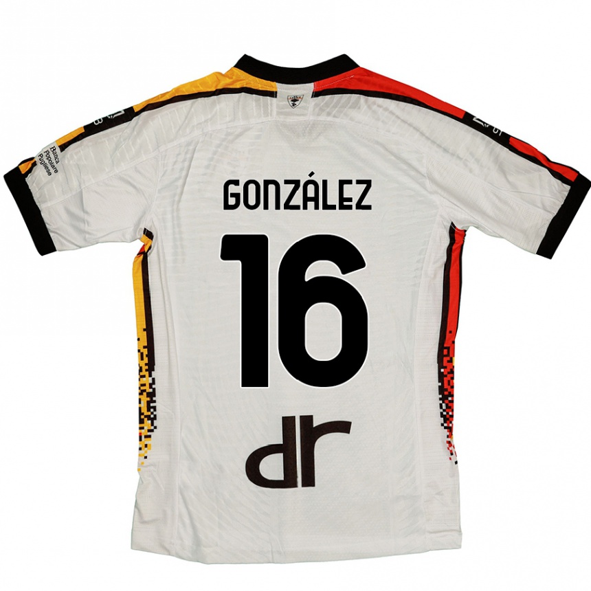 Niño Fútbol Camiseta Joan González #16 Blanco Negro 2ª Equipación 2024/25