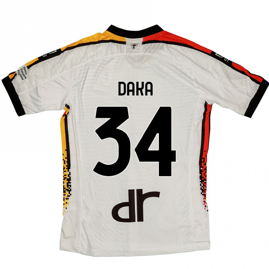 Niño Fútbol Camiseta Dario Daka #34 Blanco Negro 2ª Equipación 2024/25