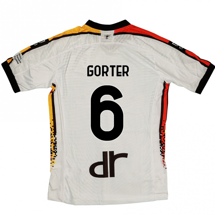 Niño Fútbol Camiseta Olaf Gorter #6 Blanco Negro 2ª Equipación 2024/25